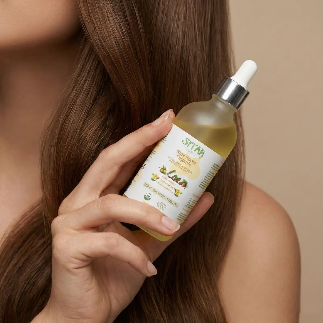 Nine Roots Organic hair oil routine application